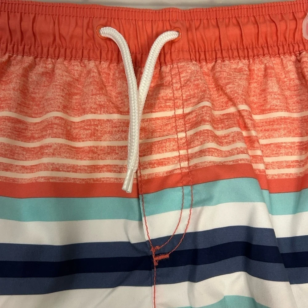 Boy’s Oshkosh B’gosh Orange Striped Swim Shorts, Size 10